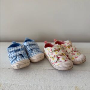 Two pairs of cat and jack Velcro shoes